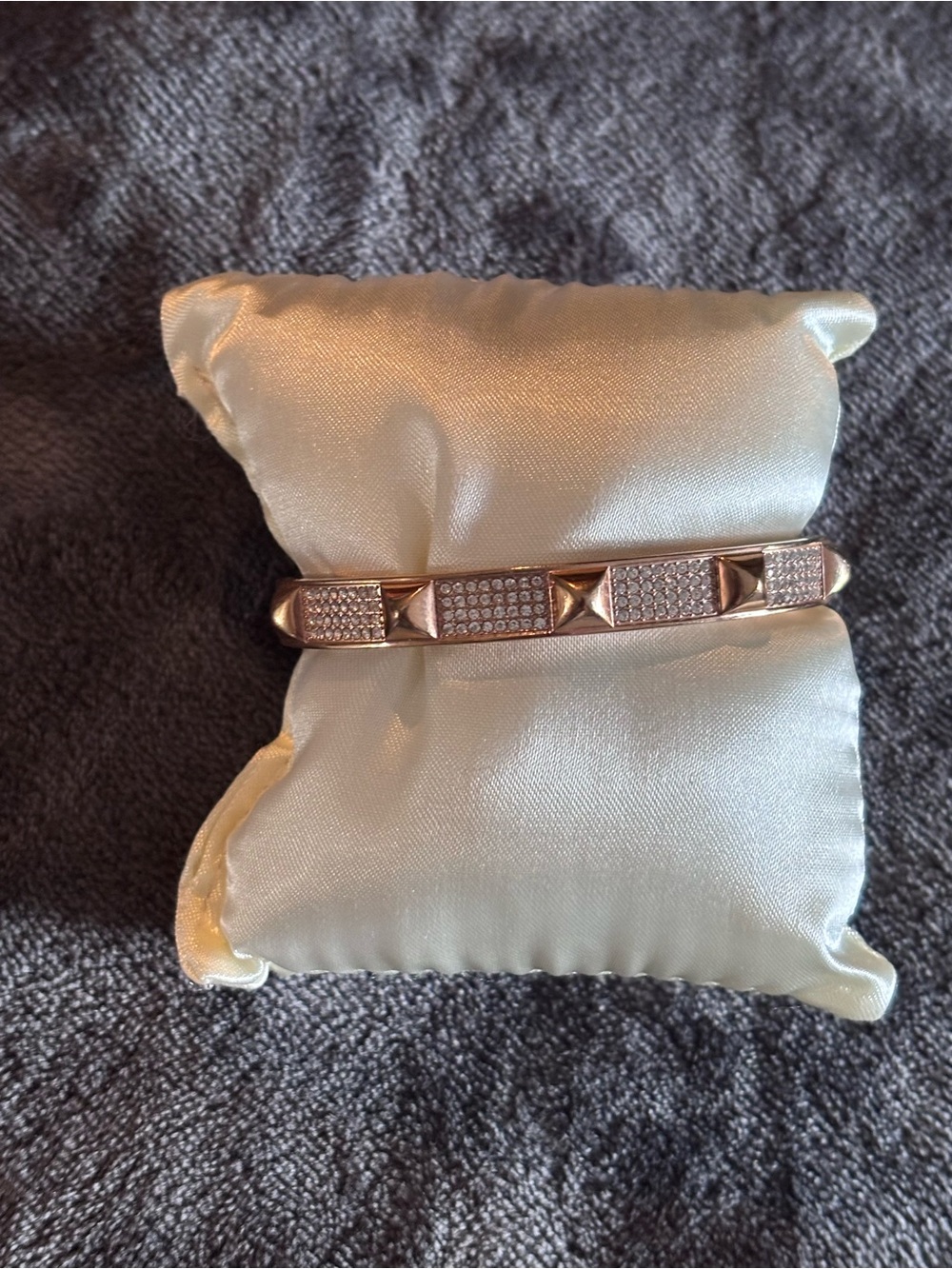 Michael Kors Rose Gold Studded Pavé Cuff Bracelet